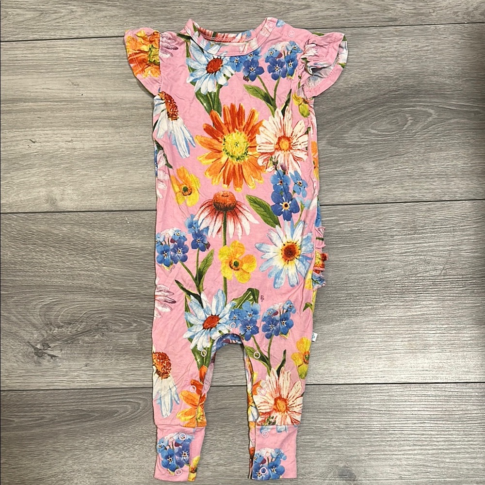 Posh Peanut Floral Pink Baby Romper